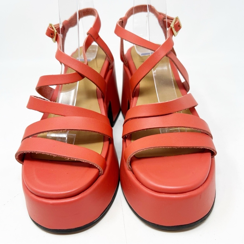 GANNI ORANGE STRAPPY CHUNKY RETRO PLATFORM SANDALS WOMENS SZ 37/7 - Picture 2 of 7